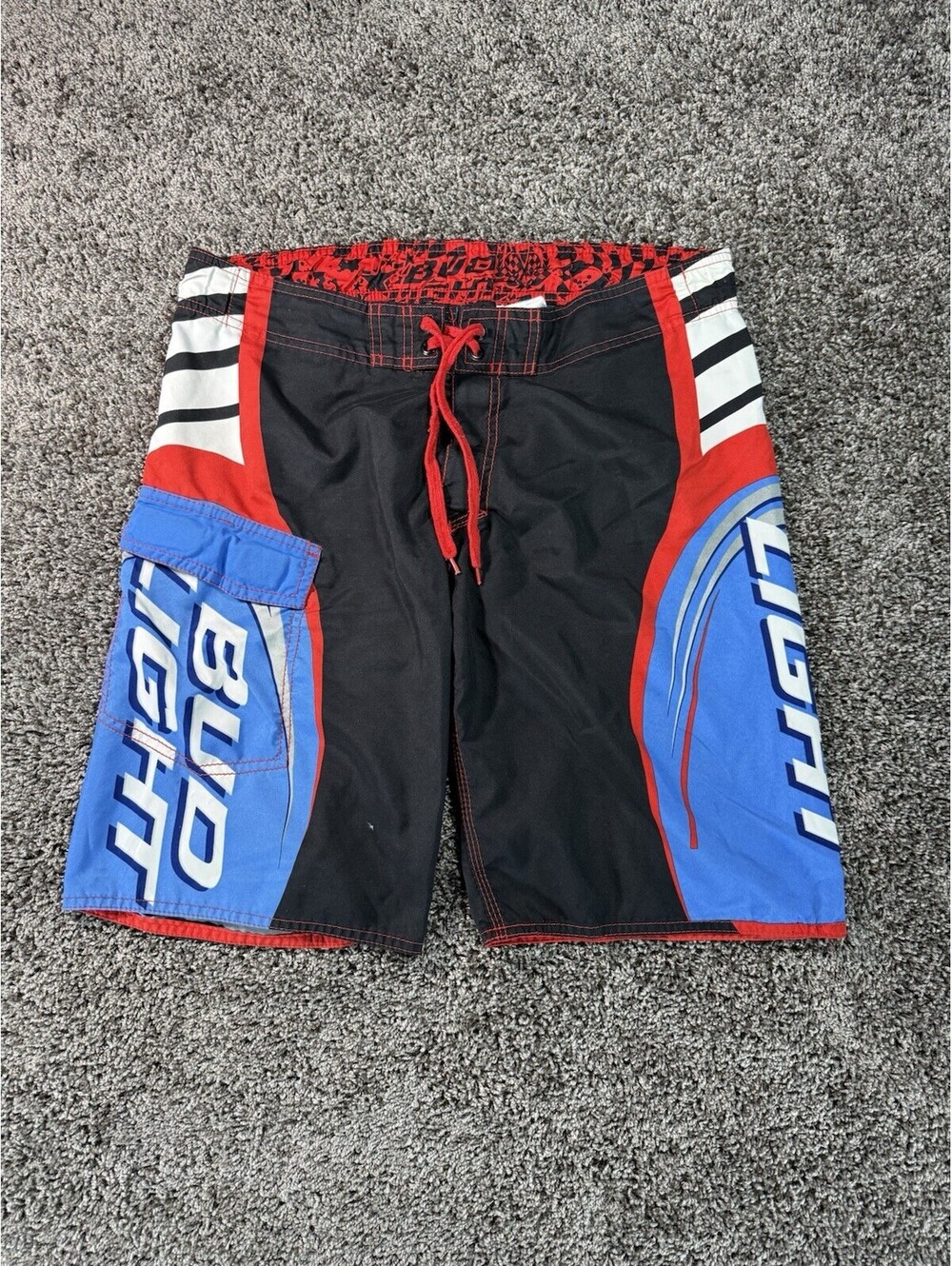 Anheuser Busch Bud Light Board Shorts MENS Multicolor Swim Trunks SIZE 32